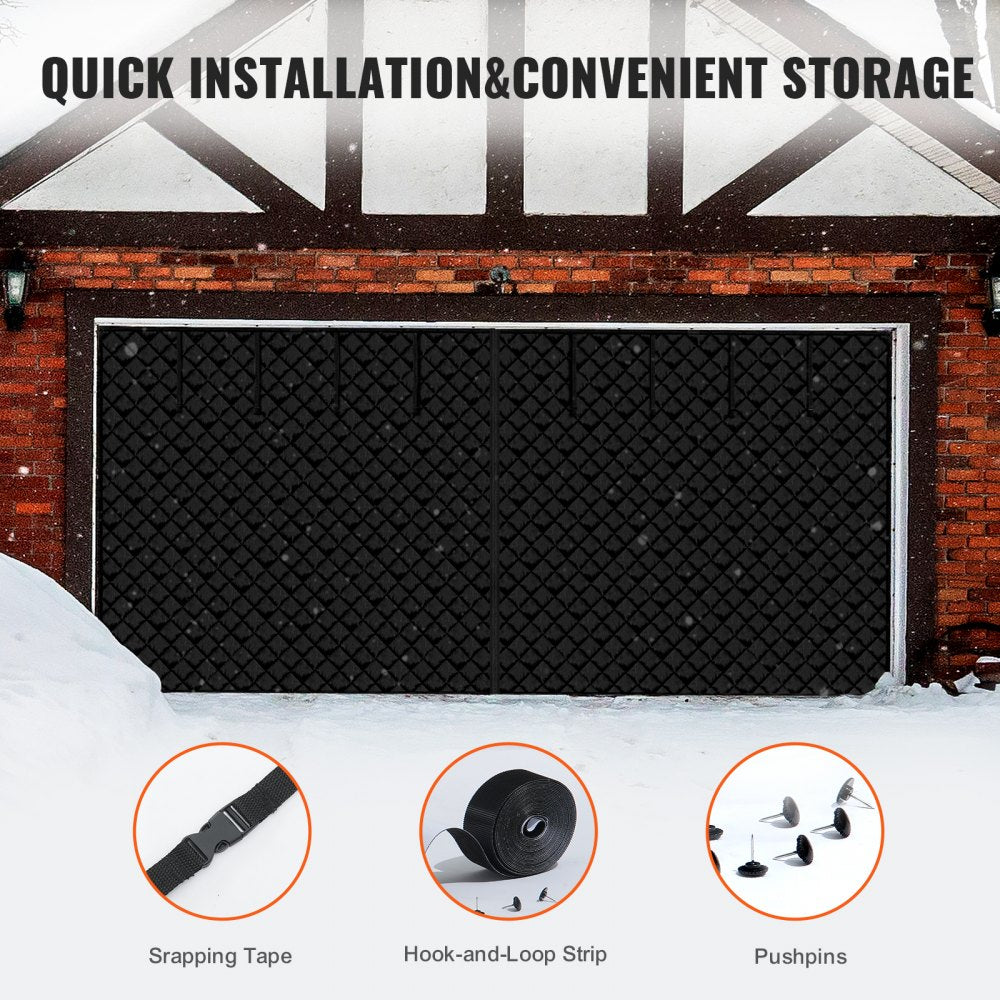 VEVOR Garage Door Screen for Winter, 18x7FT, Garage Door Insulation Kit, Magnetic Thermal Insulated Door Curtain with 300D Oxford Fabric Heavy Duty Weighted Bottom, Easy Assembly for Garage Door