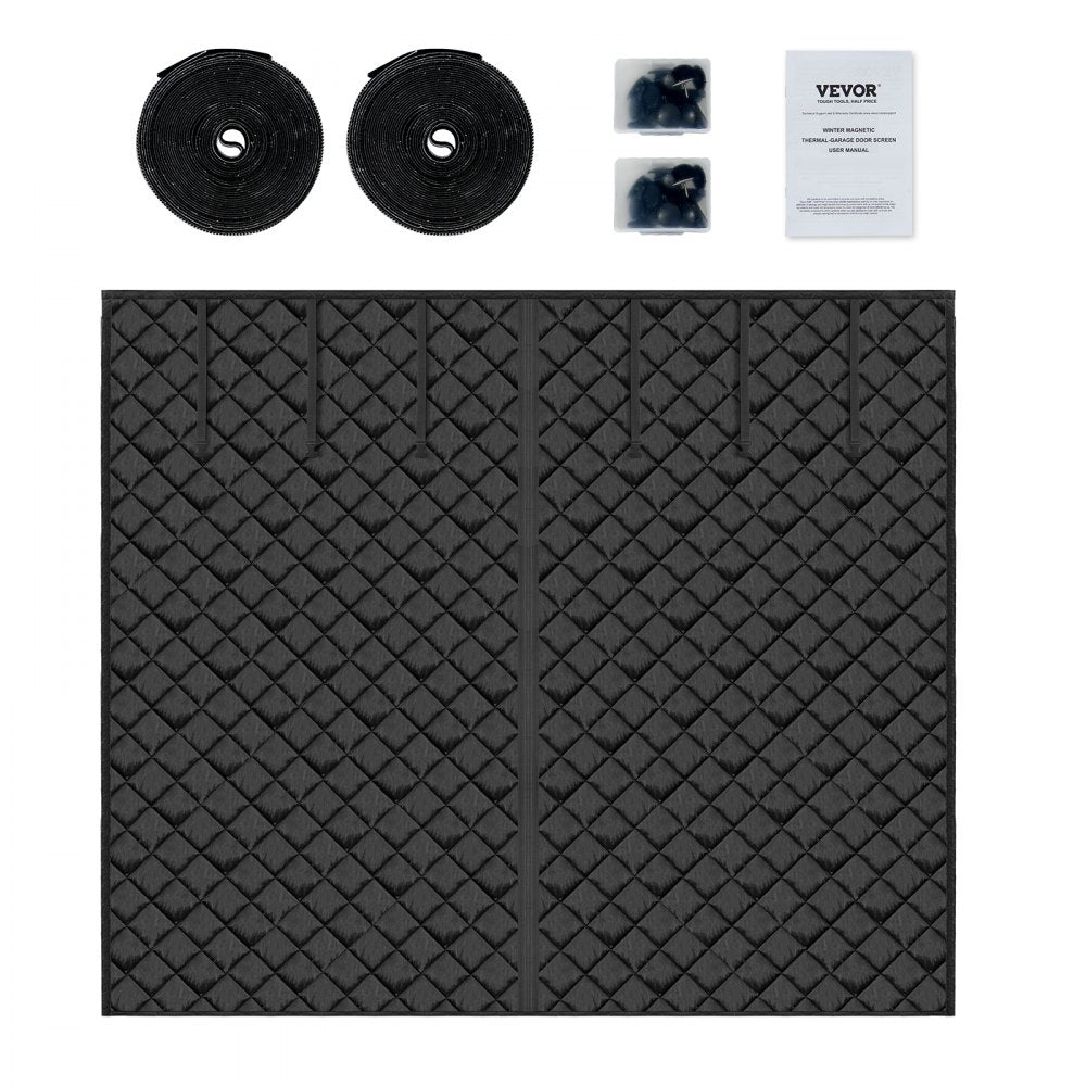 VEVOR Garage Door Screen for Winter, 9x7FT, Garage Door Insulation Kit, Magnetic Thermal Insulated Door Curtain with 300D Oxford Fabric Heavy Duty Weighted Bottom, Easy Assembly for Garage Door