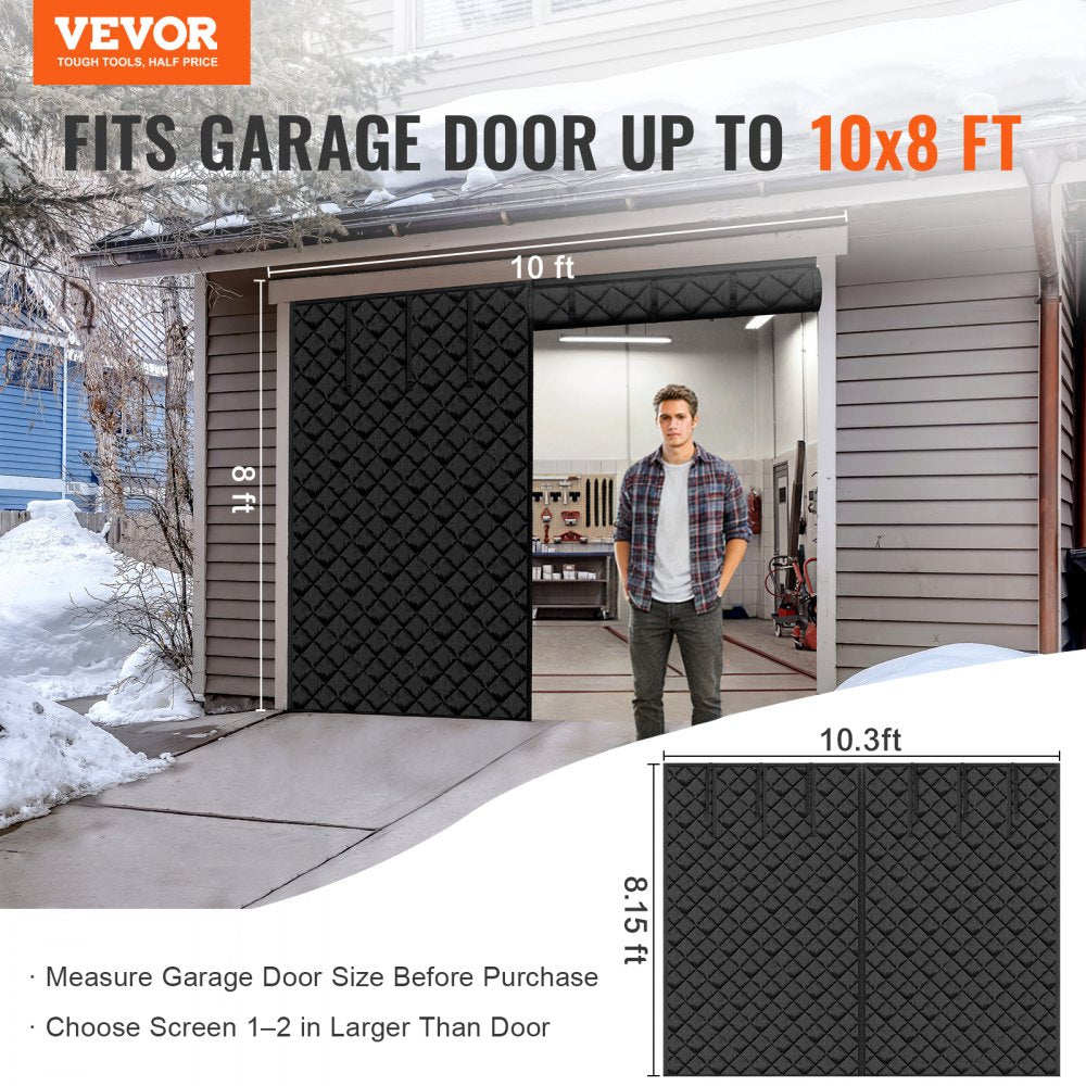 VEVOR Garage Door Screen for Winter, 10x8FT, Garage Door Insulation Kit, Magnetic Thermal Insulated Door Curtain with 300D Oxford Fabric Heavy Duty Weighted Bottom, Easy Assembly for Garage Door