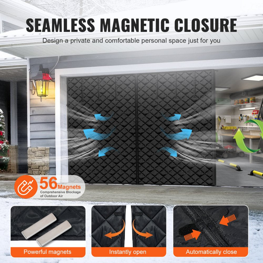 VEVOR Garage Door Screen for Winter, 10x8FT, Garage Door Insulation Kit, Magnetic Thermal Insulated Door Curtain with 300D Oxford Fabric Heavy Duty Weighted Bottom, Easy Assembly for Garage Door