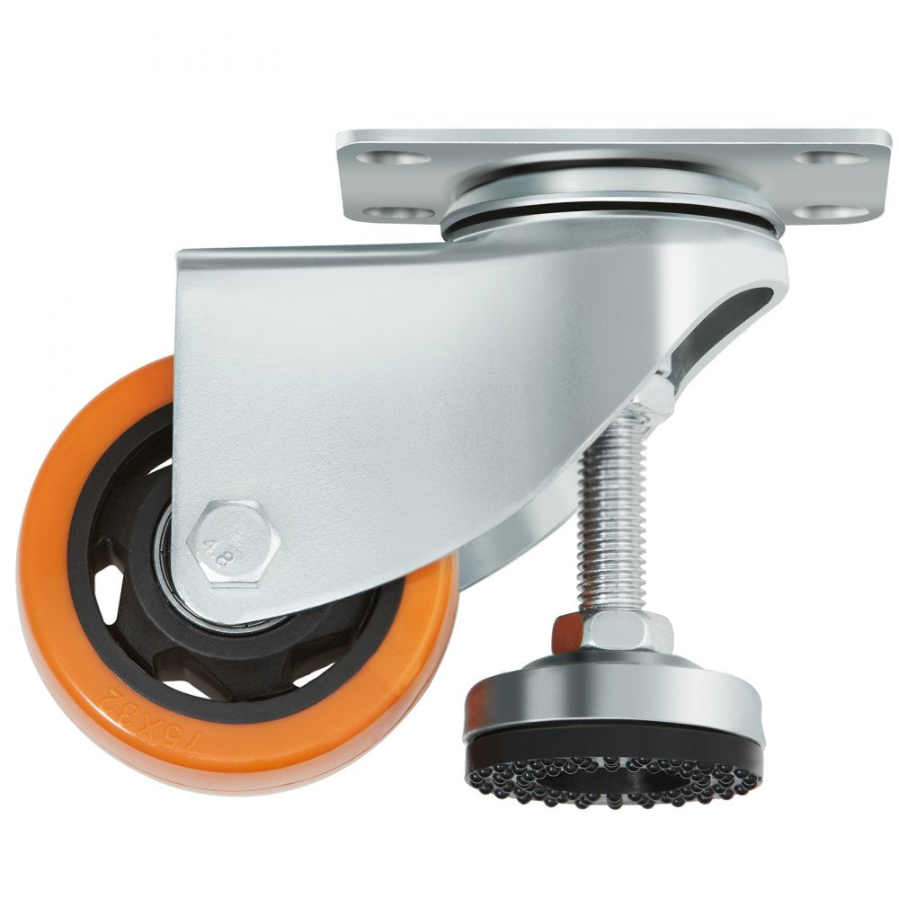 VEVOR Leveling Casters, Set of 4, 720 lbs Total Load Capacity, 3 inches Diameter, Heavy Duty 360 Degree Swivel Caster Wheels, Adjustable Casters with Feet for Workbench, Machine, Equipment, Furniture