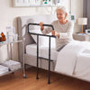 VEVOR Bed Rails for Elderly Adults Folding Bed Side Rail with Floor Support, Length & Height Adjustable, High-Strength Steel Bedside Assist Cane, Fits King Queen Full Twin Bed, 300LBS Strong Capacity