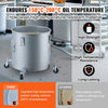 VEVOR Fryer Grease Bucket, 16 Gal Oil Disposal Caddy with Caster Base, Carbon Steel Rust-Proof Coating, Oil Transport Container with Lid, Lock Clips, Filter Bag for Hot Cooking Oil Filtering, Gray