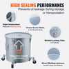 VEVOR Fryer Grease Bucket, 16 Gal Oil Disposal Caddy with Caster Base, Carbon Steel Rust-Proof Coating, Oil Transport Container with Lid, Lock Clips, Filter Bag for Hot Cooking Oil Filtering, Gray