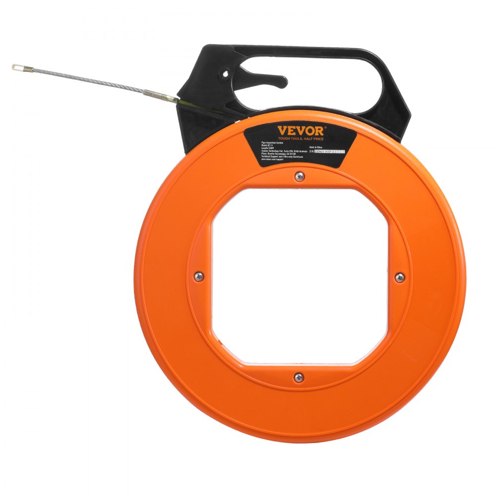 VEVOR Fish Tape, 100 ft, 3/16-inch, Fiberglass Cable Guide with Enhanced Casing and Grip, User-Friendly Wire Routing Instrument, Bendable Wiring Aid for Walls and Electrical Ducts, Insulating