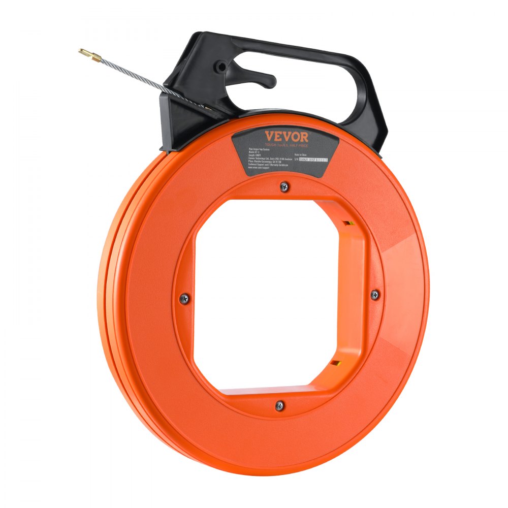 VEVOR Fish Tape, 100 ft, 3/16-inch, Fiberglass Cable Guide with Enhanced Casing and Grip, User-Friendly Wire Routing Instrument, Bendable Wiring Aid for Walls and Electrical Ducts, Insulating