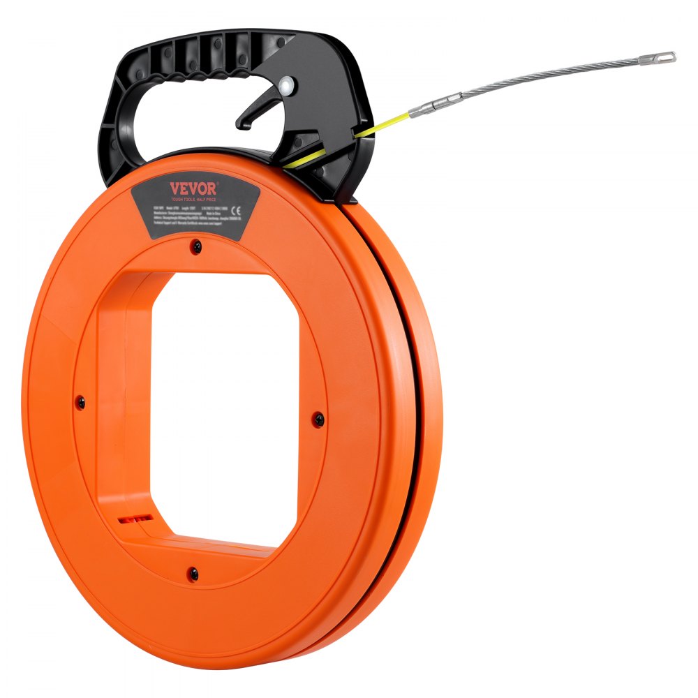 VEVOR Fish Tape, 100 ft, 1/6-inch, Fiberglass Wire Puller with Optimized Housing and Handle, Easy-to-Use Cable Puller Tool, Flexible Wire Fishing Tools for Wall and Electrical Conduit, Non-Conductive