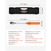 VEVOR Click Torque Wrench Set, 3/8 Inch Drive, 5-60 N.m / 3.7-44.3 lbf.ft, Dual-direction, 72-Tooth, ±3% High Precision, with Sockets, Bits, Extension Bar, Spark Plug Sockets, Adapter, Orange