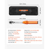 VEVOR Click Torque Wrench Set, 1/4Inch Drive, 20-200lbf-in/2.3-22.6N.m, Dual-direction and Dual Range Scales, 72-Tooth, ±3% High Precision, with Bit Sockets, Extension Bar, for Bicycle Repair, Orange