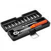 VEVOR Click Torque Wrench Set, 1/4Inch Drive, 20-200lbf-in/2.3-22.6N.m, Dual-direction and Dual Range Scales, 72-Tooth, ±3% High Precision, with Bit Sockets, Extension Bar, for Bicycle Repair, Orange