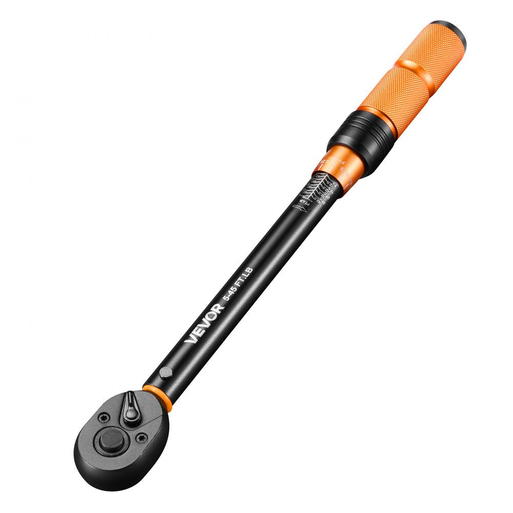 VEVOR Torque Wrench Set 1/4" 3/8" 1/2" Drive Click Torque Wrench 47-Piece, Dual Scale Readings, ±3% High Precision, with Spark Plug Sockets, Bits, Extension Bars, Storage Case, for Automotive Repair