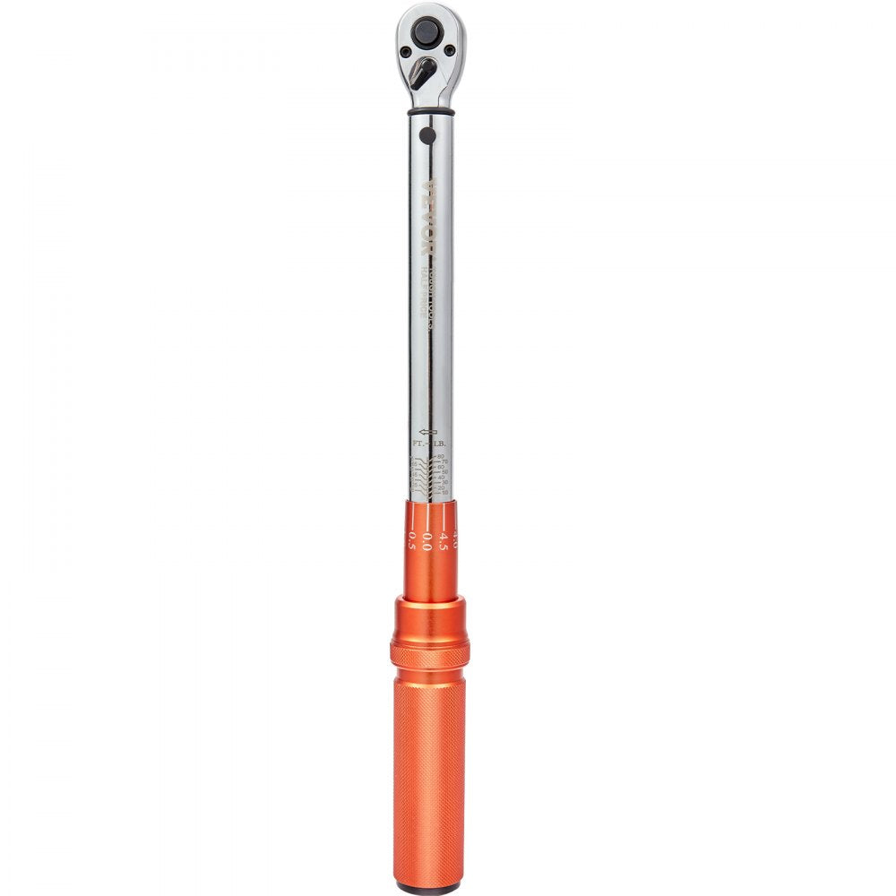 VEVOR Torque Wrench, 3/8-inch Drive Click Torque Wrench 10-80ft.lb/14-110n.m, Dual-Direction Adjustable Torque Wrench Set, Mechanical Dual Range Scales Torque Wrench Kit with Adapters Extension Rod