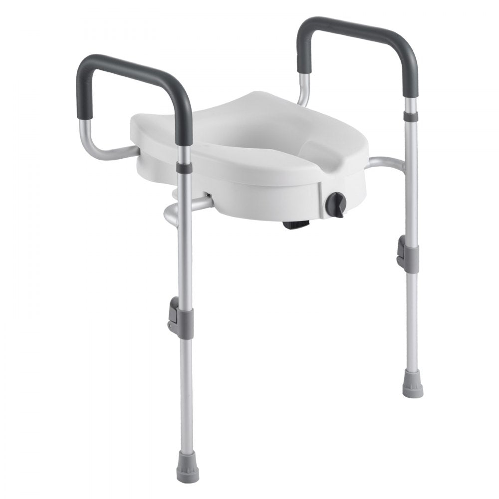 VEVOR Raised Toilet Seat with Arms, 350 lbs Capacity, 5-Inch Lift Height & Adjustable Width, Widened Commode Elevated Toilet Seat Riser with Handles for Seniors, Elderly, Handicap, Disabled, Adults