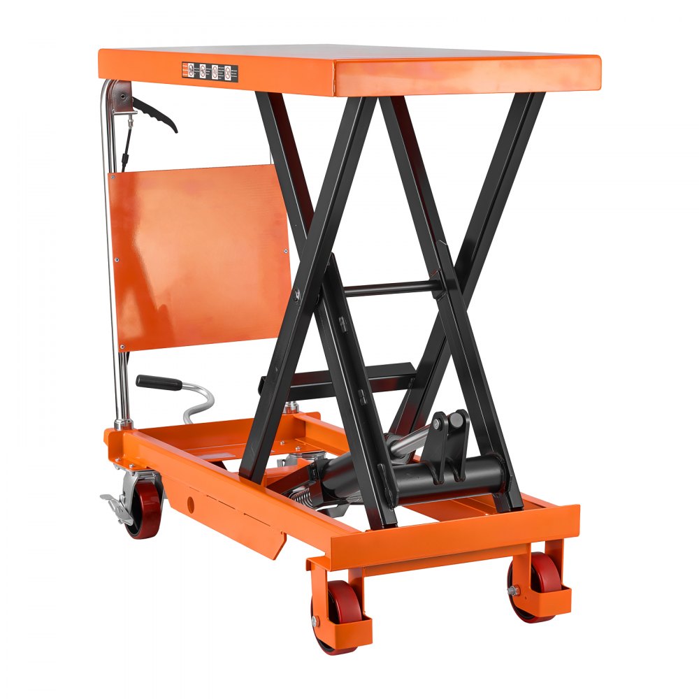 VEVOR Hydraulic Lift Table Cart, 2200 lbs Capacity 40 in Lifting Height, for Material Handling, Moving, Transportation, Manual Single Scissor Lift Table, with 4 Wheels and Handle, Heavy-Duty Steel