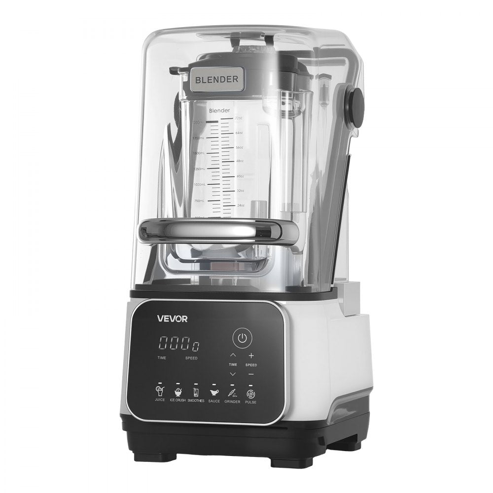VEVOR Blender, 68 oz Professional Countertop Blenders with Shield, 2200W 26000RPM Kitchen Food Processor Combo, Self-Cleaning, Speed Adjustable, 6 Preset Menu for Smoothies, Ice Crushing, Puree, White