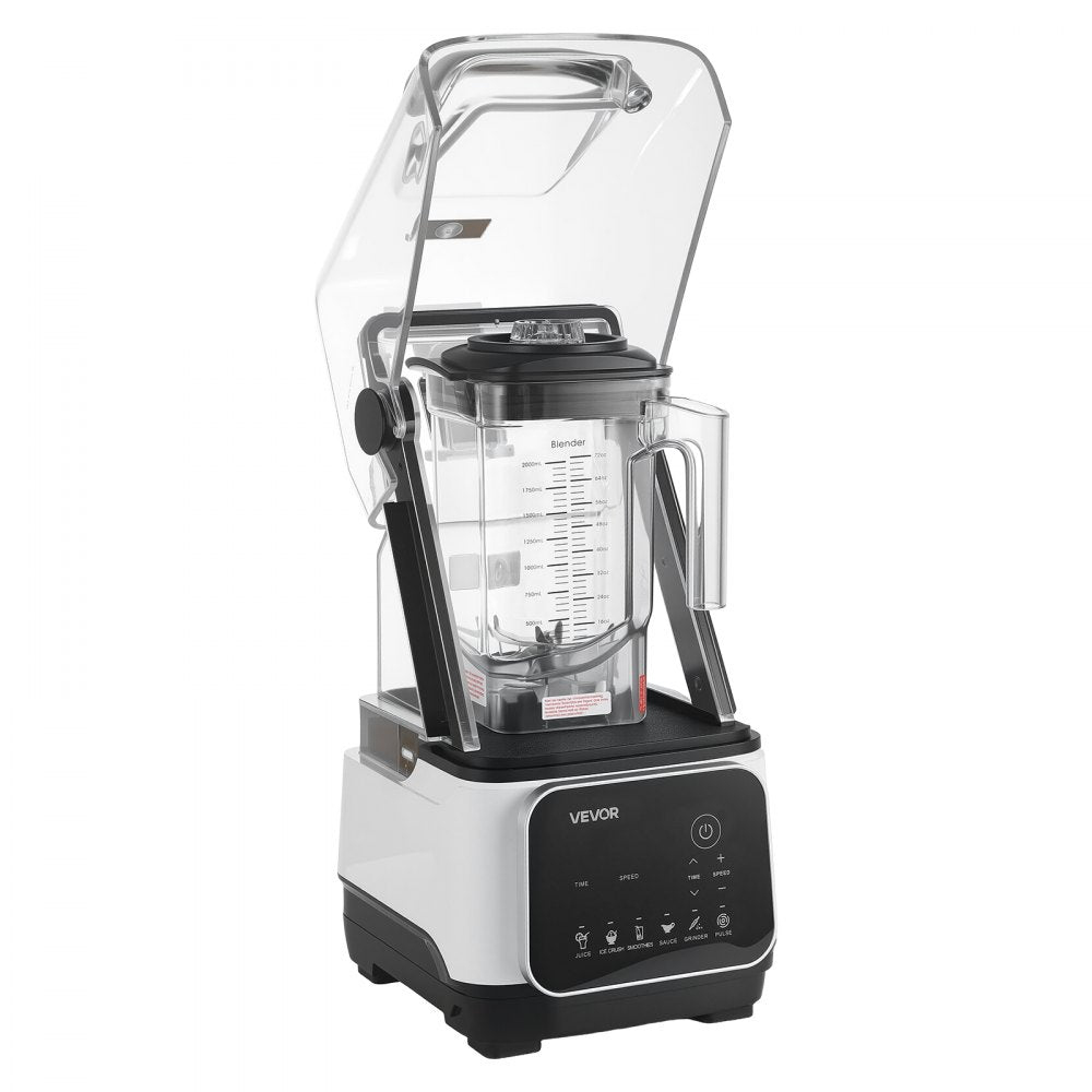 VEVOR Blender, 68 oz Professional Countertop Blenders with Shield, 2200W 26000RPM Kitchen Food Processor Combo, Self-Cleaning, Speed Adjustable, 6 Preset Menu for Smoothies, Ice Crushing, Puree, White