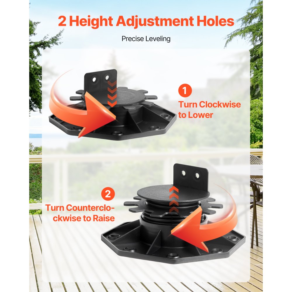 VEVOR Deck Blocks 12 PCS, 2000lbs / 907.18kg Load Capacity Deck Support Plastic Pedestal Paver, Raising 1.18 - 2.36 inch / 30 - 60 mm, Height Adjustable Shed Foundation Base for Wood Concrete Metal