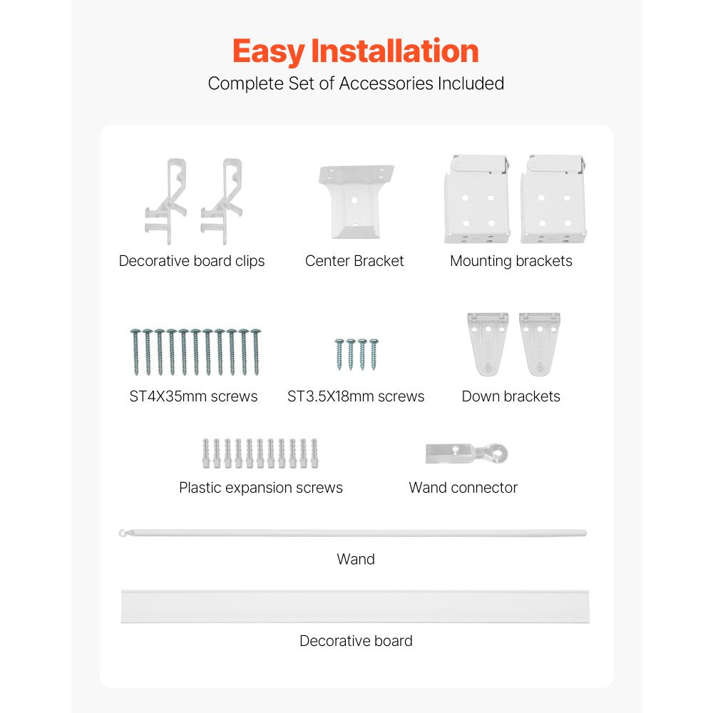 VEVOR Faux Wood Blinds, 2" Slat, 34.5" W x 60" H, Cordless Window Blinds and Shades with Decorative Board, Easy to Clean and Simple Light Adjustment, for Room Darkening, Home Interior Windows, White