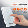 VEVOR WiFi Smart Light Dimmer Switch, 100-250V AC Wi-Fi 2.4GHz, 15% to 85% Stepless Dimming LED Dimmable Smart Switch with Touch Panel, App Remote Control Voice Compatible with Alexa Google Home