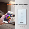 VEVOR 2PCS WiFi Smart Light Dimmer Switch, 100-250V AC Wi-Fi 2.4GHz, 15% to 85% Stepless Dimming LED Dimmable Smart Switch with Touch Panel, App Remote Control Voice Compatible with Alexa Google Home