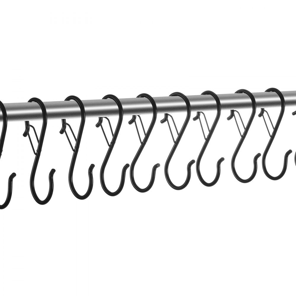 VEVOR S Hooks 36 Pack, 39.68 LBS Capacity for Bars up to 0.85 Inch, S Shaped Hooks with Safety Buckle, Heavy Duty Metal Hangers for Plants, Jeans, Clothes in Garden, Closet, Kitchen, Bedroom, Black