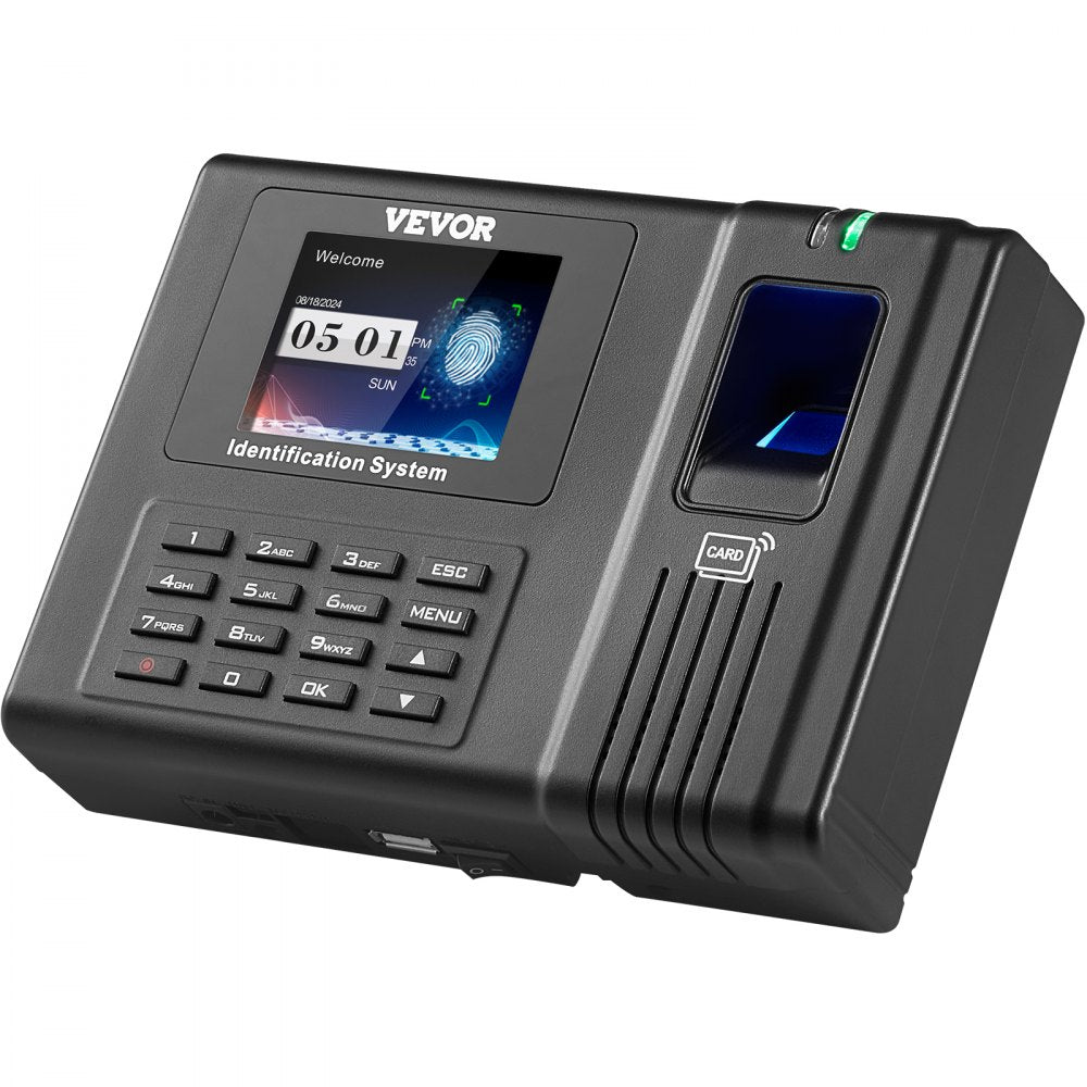 VEVOR Time Clock, Fingerprint Time Clocks for Employees Small Business, Biometric Time Clock with 5 RFID Cards & USB Drive,  Automatic Punch In/Out, No Monthly Fees