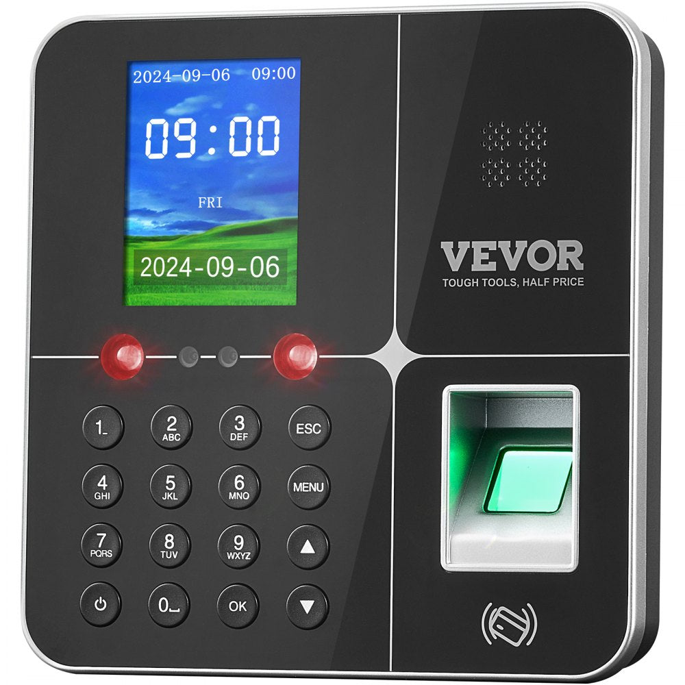 VEVOR Time Clocks for Employees Small Business with Face, Fingerprint, RFID and PIN Punching in One, Biometric Time Clock with 5 RFID Cards & USB Drive, Automatic Punch In/Out, No Monthly Fees