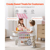 VEVOR Ice Cream Cart for Kids, 20+ PCS Accessories, Pretend Play Ice Cream Shop Kitchen Food Toys with Ice Cream Cone & Popsicle, Awning & Freezer, Storage Drawers & Flipping Menus, For Kids Aged 3-7
