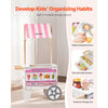 VEVOR Ice Cream Cart for Kids, 20+ PCS Accessories, Pretend Play Ice Cream Shop Kitchen Food Toys with Ice Cream Cone & Popsicle, Awning & Freezer, Storage Drawers & Flipping Menus, For Kids Aged 3-7
