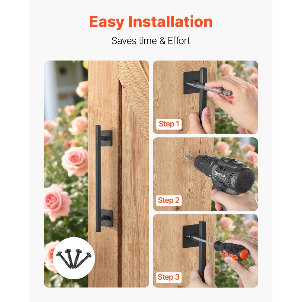 VEVOR Barn Door Handle, 12.6 in Rustic Fence Gate Handle, Rust-Resistant Coating, Heavy Duty Carbon Steel Outdoor Gate Handles, Easy to Install, Metal Sliding Door Pulls for Garage Shed Closet Pantry