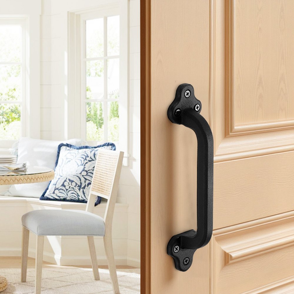 VEVOR Barn Door Handle, 2Pcs 9 in Rustic Fence Gate Handle, Rust-Resistant Coating, Heavy Duty Carbon Steel Outdoor Gate Handles, Easy to Install, Metal Sliding Door Pulls for Garage Shed Pantry