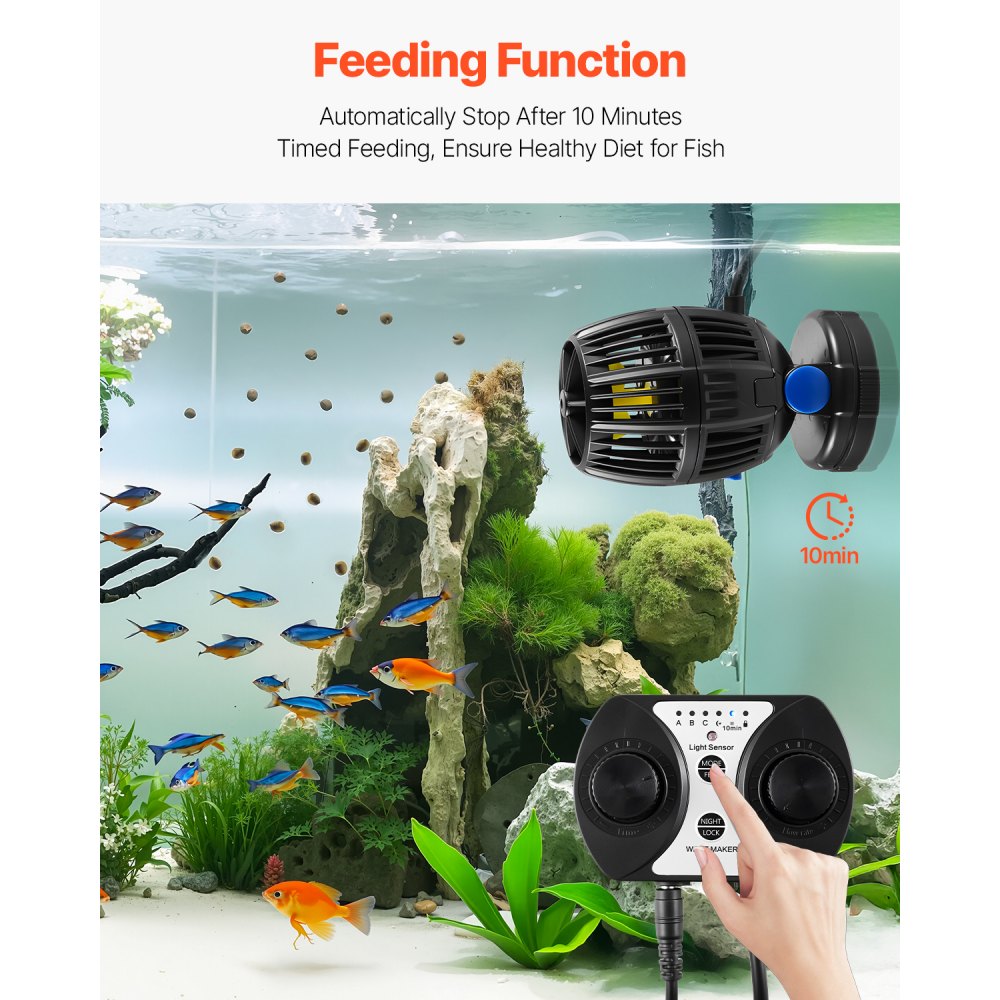 VEVOR Aquarium Wave Maker, 40W, 3963 GPH Quiet and Strong DC Powerhead, Adjustable Fish Tank Circulation Pump with Controller, Strong Magnetic Base, 360° Rotating Wavemaker, for Freshwater Saltwater