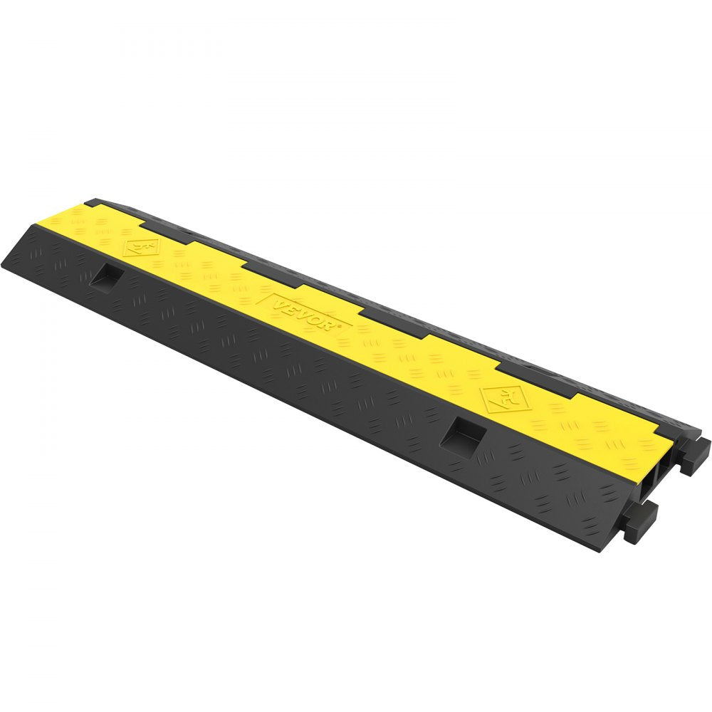 VEVOR Cable Protector Ramp, 5 Packs 2 Channels Speed Bump Hump, Rubber Modular Speed Bump Rated 11000 LBS Load Capacity, Protective Wire Cord Ramp Driveway Rubber Traffic Speed Bumps Cable Protector