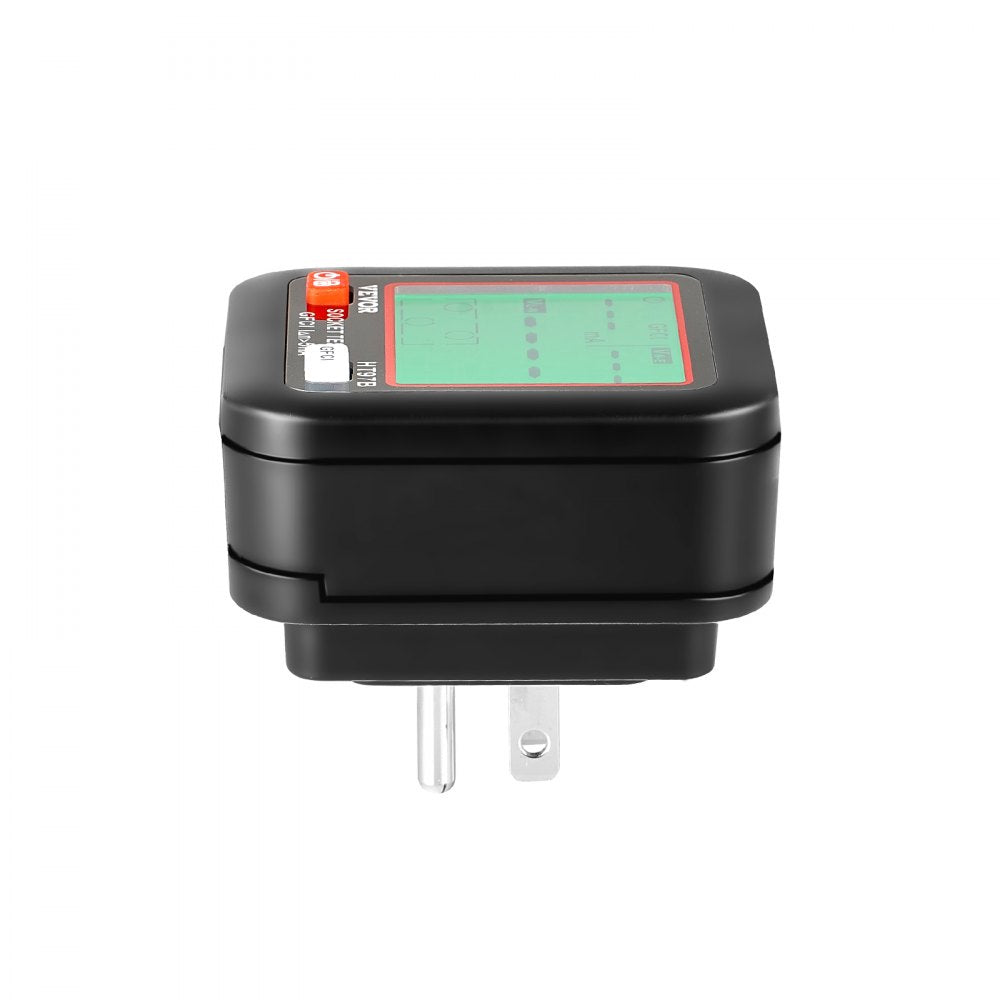 VEVOR Outlet Tester, Electrical GFCI Trip Tester, LCD Display Receptacle Detector for 7 Common Wiring Faults, 3 Prong Socket Detector with Auto Shutoff & Low Battery Indicator, CAT II 300V Rating