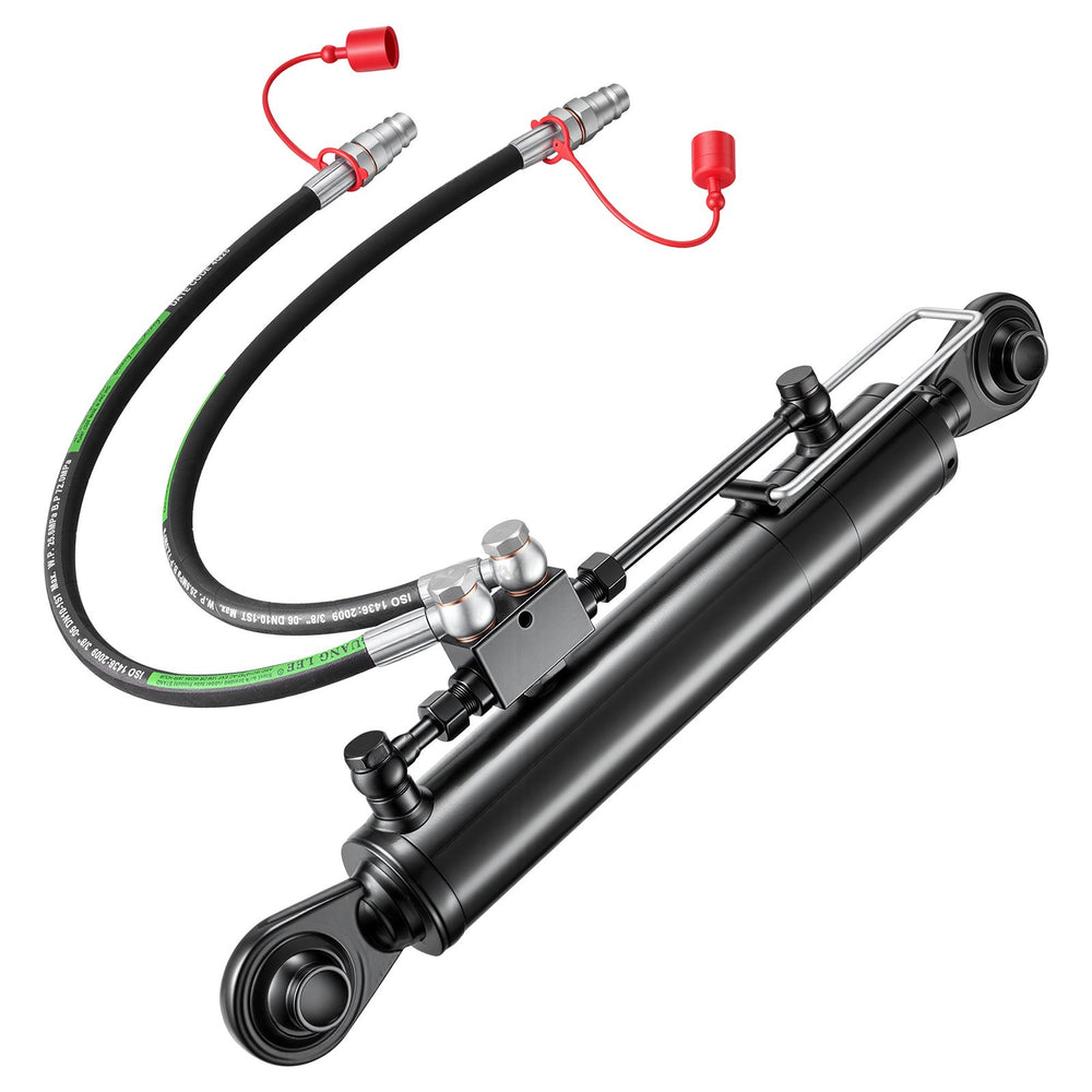 VEVOR Hydraulic Top Link Cat. 2-2 (11 in Stroke, 22-7/16 in to 33-7/16 in), Max 2900PSI Hydraulic Cylinder with 2 Hoses & G3/8" Check Valves for Tractors