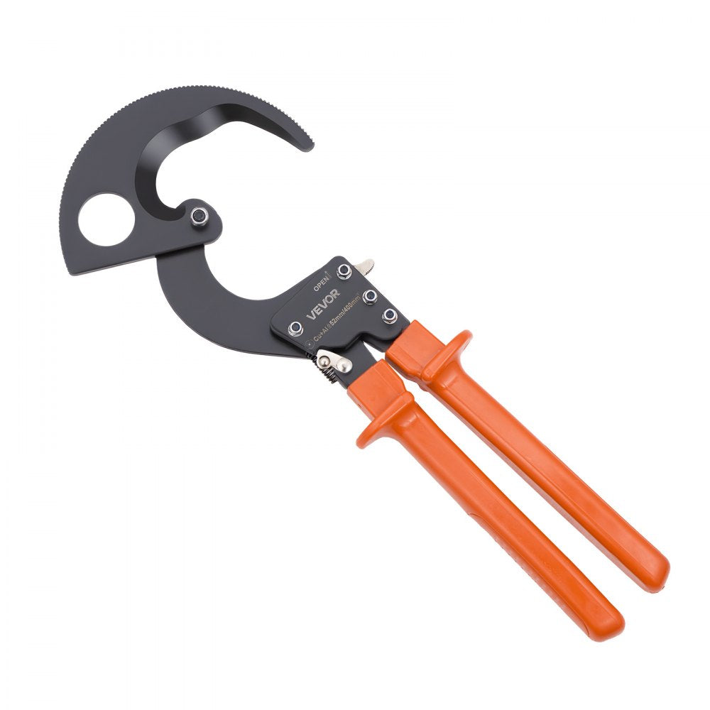 VEVOR Ratcheting Cable Cutter, Spring Steel Blades with PVC-Coated Handles, Quick-Release Button, Heavy Duty Ratchet Cable Wire Cutter for Cutting Copper & Aluminum Cables Up to 800 MCM / 400 mm²
