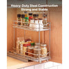 VEVOR Pull Out Spice Rack Organizer for Cabinet, 2 Tier Slide Out Spice Rack Organizer, Heavy Duty Metal Seasoning Kitchen Basket for Inside Cabinets & Pantry Closet, 4.33"W x 8.46"D x 10.43"H, Silver