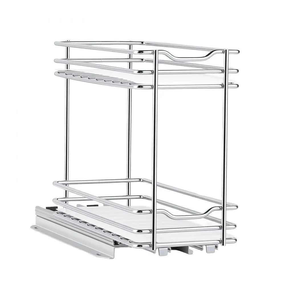 VEVOR Pull Out Spice Rack Organizer for Cabinet, 2 Tier Slide Out Spice Rack Organizer, Heavy Duty Metal Seasoning Kitchen Basket for Inside Cabinets & Pantry Closet, 4.33"W x 8.46"D x 10.43"H, Silver