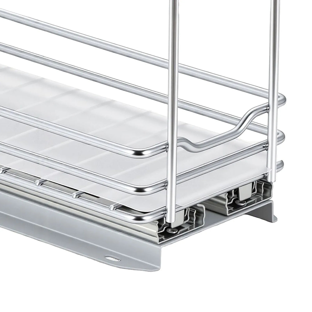 VEVOR Pull Out Spice Rack Organizer for Cabinet, 2 Tier Slide Out Spice Rack Organizer, Heavy Duty Metal Seasoning Kitchen Basket for Inside Cabinets & Pantry Closet, 4.33"W x 8.46"D x 10.43"H, Silver