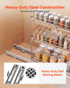 VEVOR Pull Out Spice Rack Organizer for Cabinet, 3 Tier Slide Out Spice Rack Organizer, Height Adjustable Heavy Duty Metal Seasoning Kitchen Basket for Cabinets, 5.75"W x 20.98"D x 21.34"H, Silver