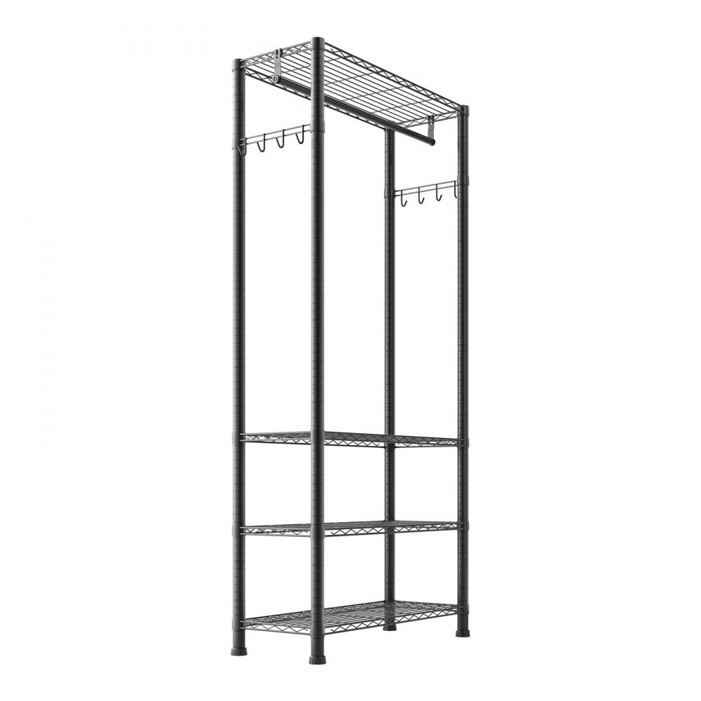 VEVOR Clothing Garment Rack, Heavy Duty Clothing Garment Rack, 4 Adjustable Tiers Clothing Racks with Carbon Steel, 500 lbs Load Capacity Closet Wardrobe for Bedroom, Clothing Store, Hallway