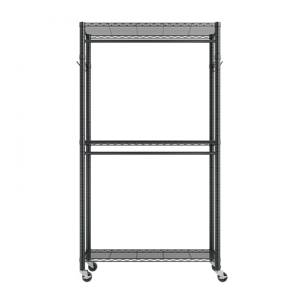 VEVOR Rolling Clothes Rack, Heavy Duty Clothing Garment Rack, 3 Adjustable Tiers Clothing Racks with Carbon Steel, 450 lbs Load Capacity Closet Wardrobe for Bedroom, Clothing Store, Hallway