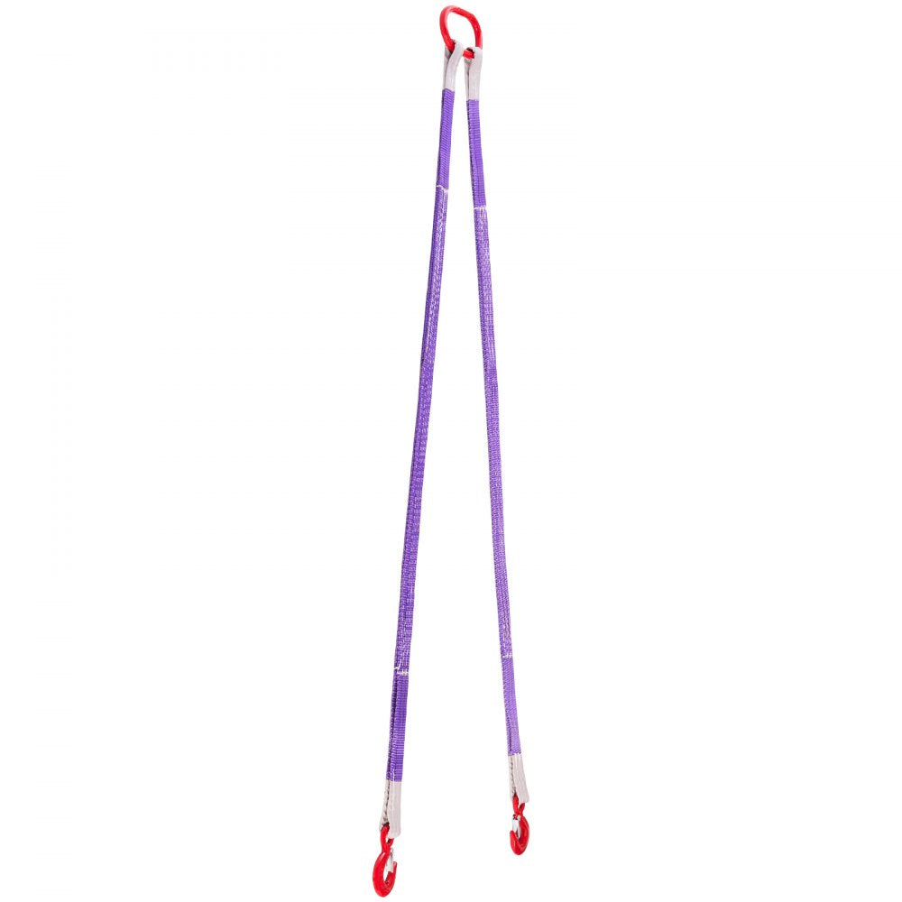 VEVOR Lifting Sling Straps, 2Pcs Two-Leg Polyester Bridle Sling with Hooks, 4400LB Capacity, 5Ft Heavy Duty Rigging Strap, Thickened & Wear-Resistant Webbing Slings for Engines Cranes Hoists Truck
