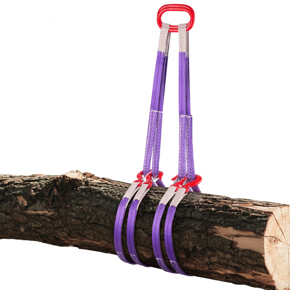 VEVOR Lifting Sling Straps, 2Pcs Two-Leg Polyester Bridle Sling with Hooks, 4400LB Capacity, 5Ft Heavy Duty Rigging Strap, Thickened & Wear-Resistant Webbing Slings for Engines Cranes Hoists Truck