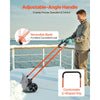 VEVOR Snow Pusher Shovel with Wheels, 24 in Wheeled Snowplow Shovel with Bi-Directional Angled Blade & 90 Degree Adjustable Handle, Metal Winter Shovels, Portable Snow Removal Tool for Driveway Garden