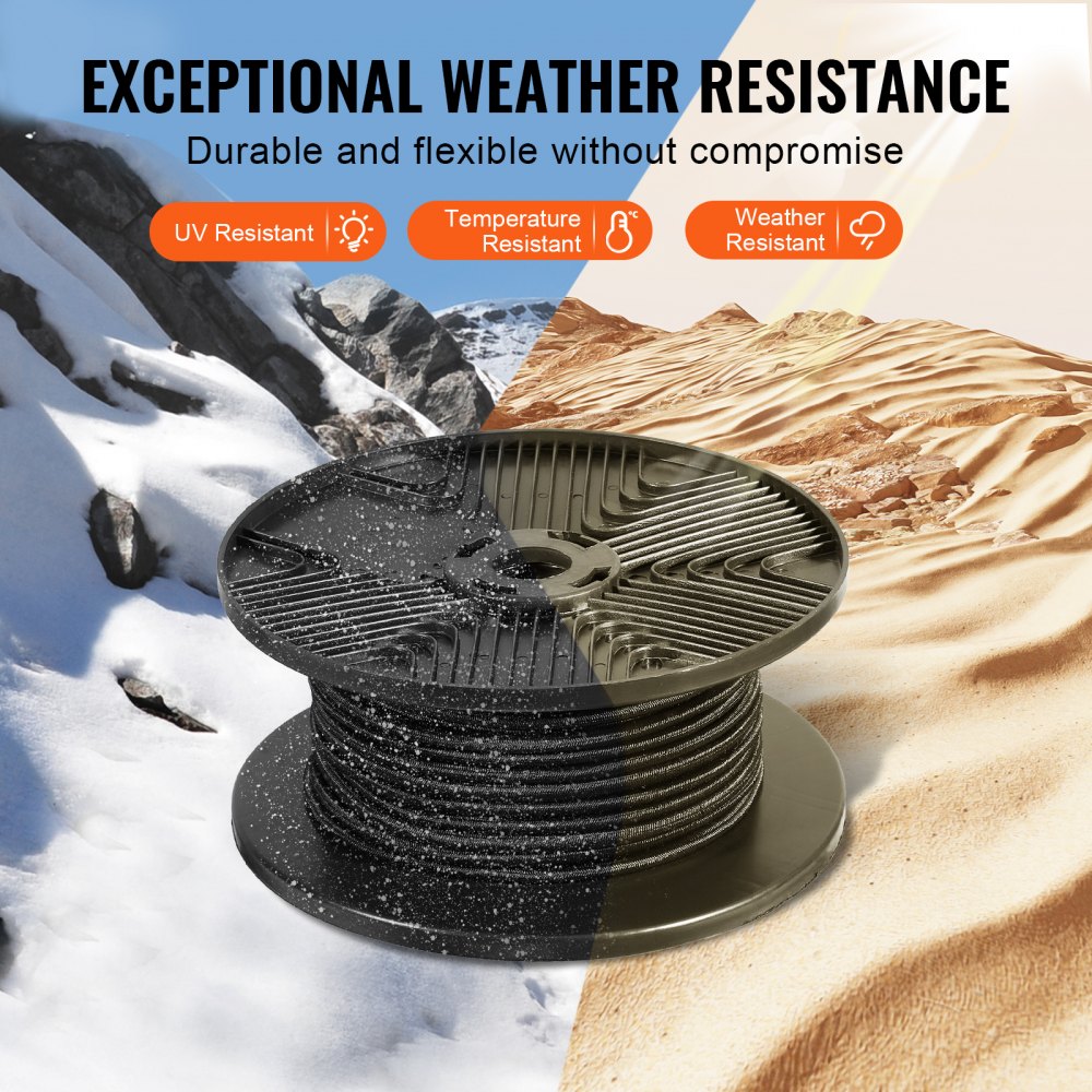VEVOR 3/8 inch Bungee Cord, 120 ft/36 m Spool Heavy Duty Bungee Straps, 100% Stretch Elastic Bungee Rope for Cargo, Tarps, Camping, Kayak Deck and Crafting, Black
