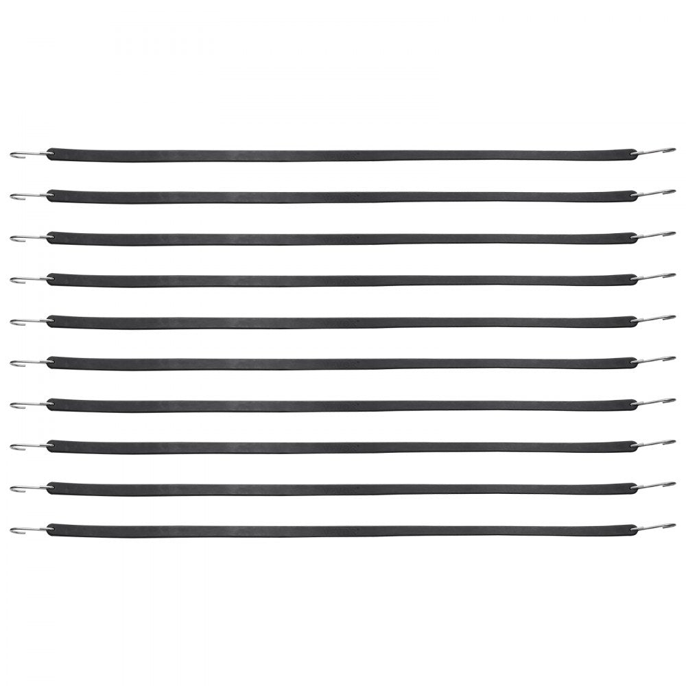 VEVOR 10 Piece Flat Bungee Cord, 20 mm Heavy Duty Bungee Straps with Steel S-Hooks, 36" Elastic Bungee Rope for Cargo, Tarps, Trucks and Tent, Black