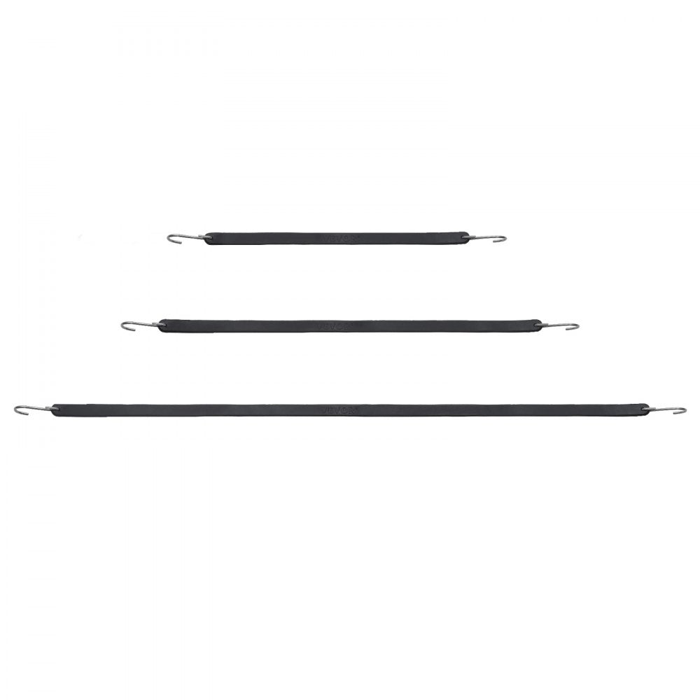 VEVOR 20 Piece Flat Bungee Cord, 20 mm Heavy Duty Bungee Straps with Steel S-Hooks, Includes 15", 21", 36", Elastic Bungee Rope for Cargo, Tarps, Trucks and Tent, Black