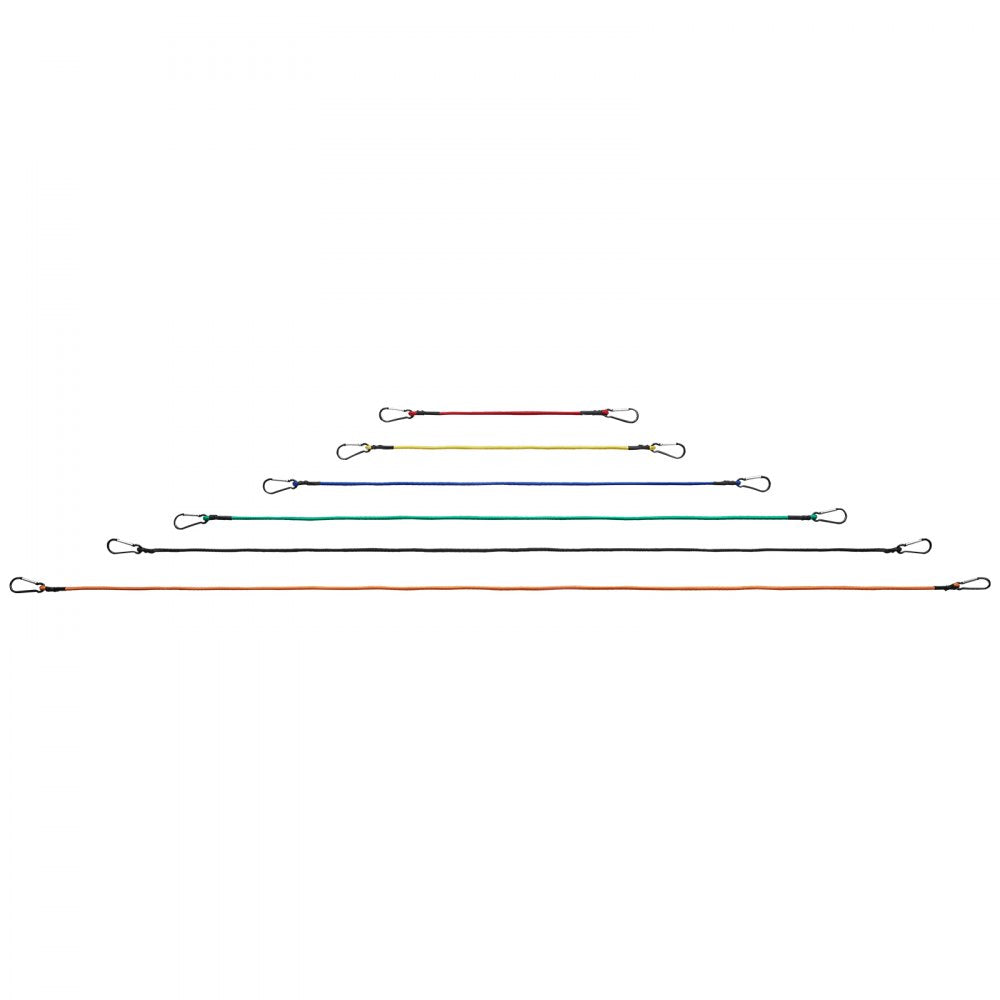 VEVOR 30 Piece Bungee Cords Assortment, 8 mm Heavy Duty Bungee Straps with A3 Steel Carabiners, Includes 10", 18", 24", 36", 48", 60", 72", Portable Storage Bag, 6 Clips & Canopy Ties