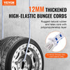 VEVOR 6 Piece Bungee Cords with A3 Steel Hooks, 72 Inch Heavy Duty Bungee Straps, 12 mm Elastic Bungee Ropes Set for Camping, Tarps, Motorcycle, Truck and Tent, White with Blue Stripes